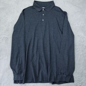 Lands End Long Sleeve Polo Shirt Men's 2XLT 50-52 Gray Traditiona Fit
